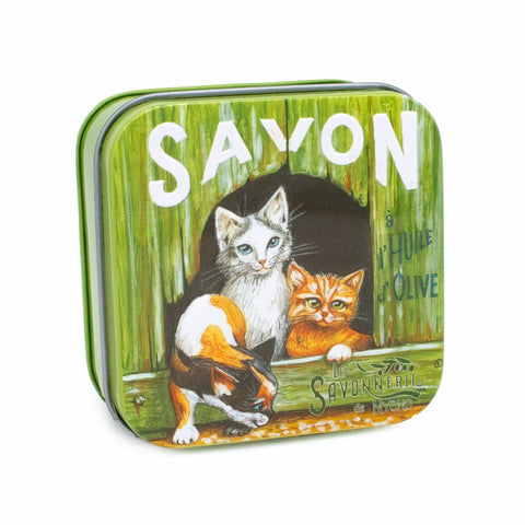 Savon 100g Boite Métal Chats Blanc et Roux