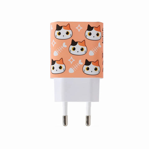 ADAPTATEUR USB AVEC DECORS CHAT ORANGE