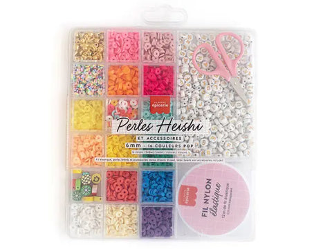 Maxi boite 16 couleurs de perles heishi POP et accessoires - LA PETITE EPICERIE