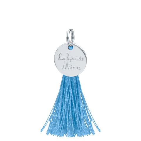 MÉDAILLE POMPON ARGENTÉ BLEU CANARD