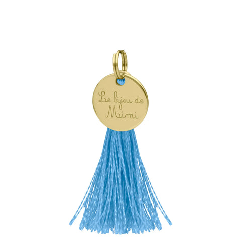 MÉDAILLE POMPON DORÉ BLEU CANARD