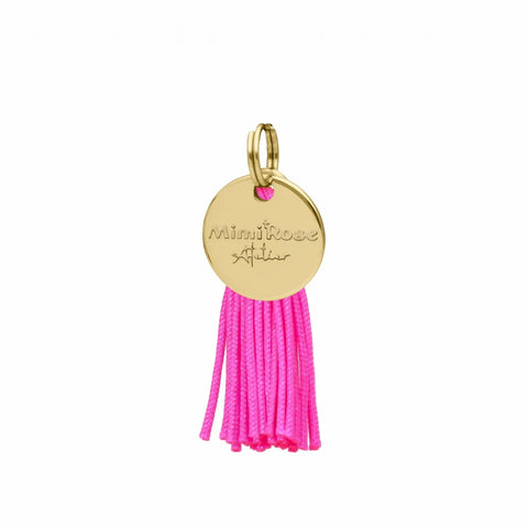 MÉDAILLE POMPON DORÉ FLUO PINK