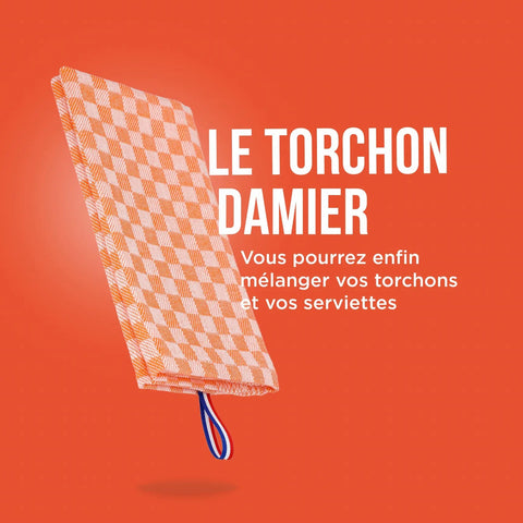 TORCHON DAMIER ABRICOT