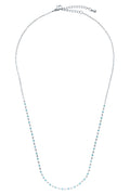 COLLIER CHAINE PERLES COLORÉES ARGENTE BLEU CANARD