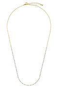 COLLIER CHAINE PERLES COLORÉES DORE BLEU CANARD