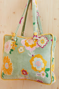 SHOPPER BAG REVERS. WINTER FLOWER JADE