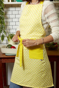 TABLIER DE CUISINE DAMIER CITRON