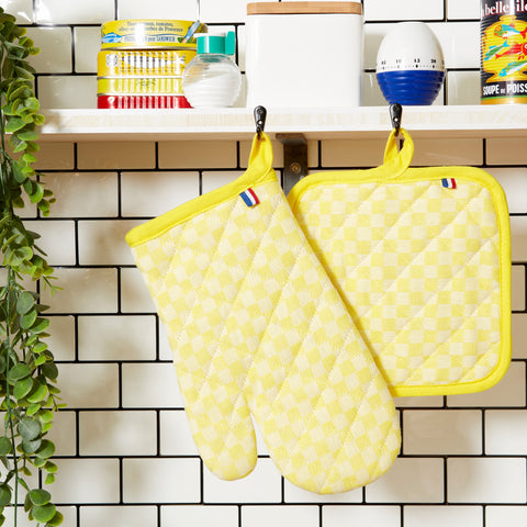 GANT CUISINE ET MANIQUE DAMIER CITRON