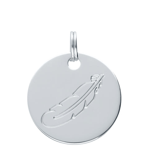 MÉDAILLE SYMBOLE ARGENTÉ PLUME