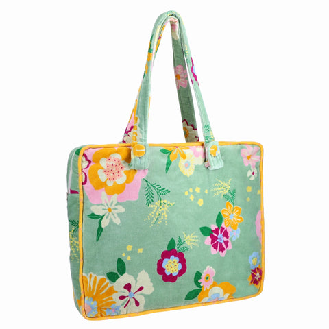 SHOPPER BAG REVERS. WINTER FLOWER JADE