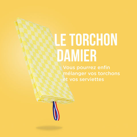 TORCHON DAMIER CITRON